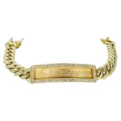 Vintage 2.04 Carat Diamonds Miami Cuban ID Link Bracelet 14k Gold