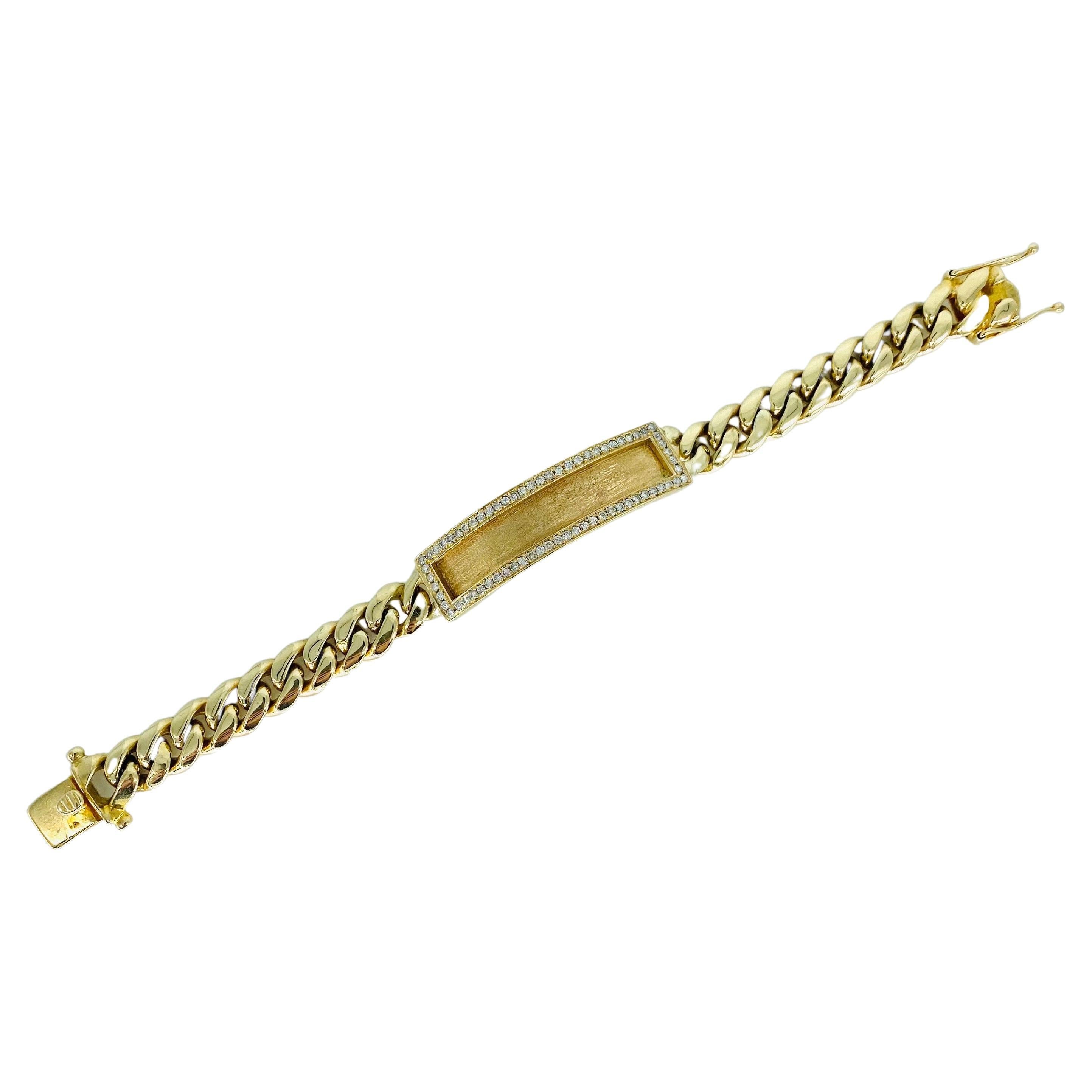 Vintage 2.04 Carat Diamonds Miami Cuban 15.25mm ID Link 11.5mm Bracelet 14k Gold. The bracelet is heavy weighing 82.3 grams 14 karat gold and the length is 8 inches. The ID’s width measures 15.25mm and the bracelet measures 11.5mm
There are 68 round