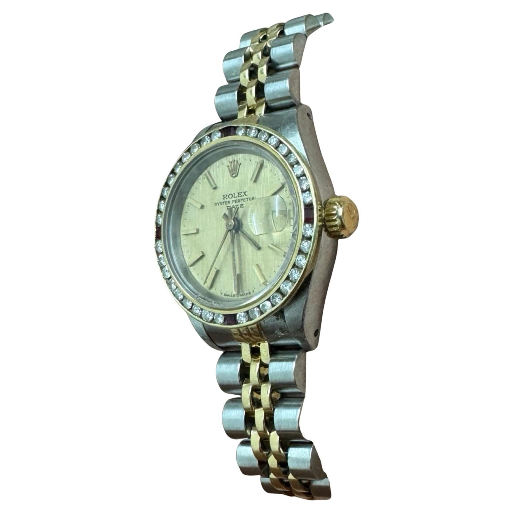 Rolex Datejust rubino con lunetta di diamanti, orologio da donna 69173 in vendita