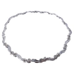 Retro 10.00 Carat Baguette Diamonds Necklace Choker 14k White Gold