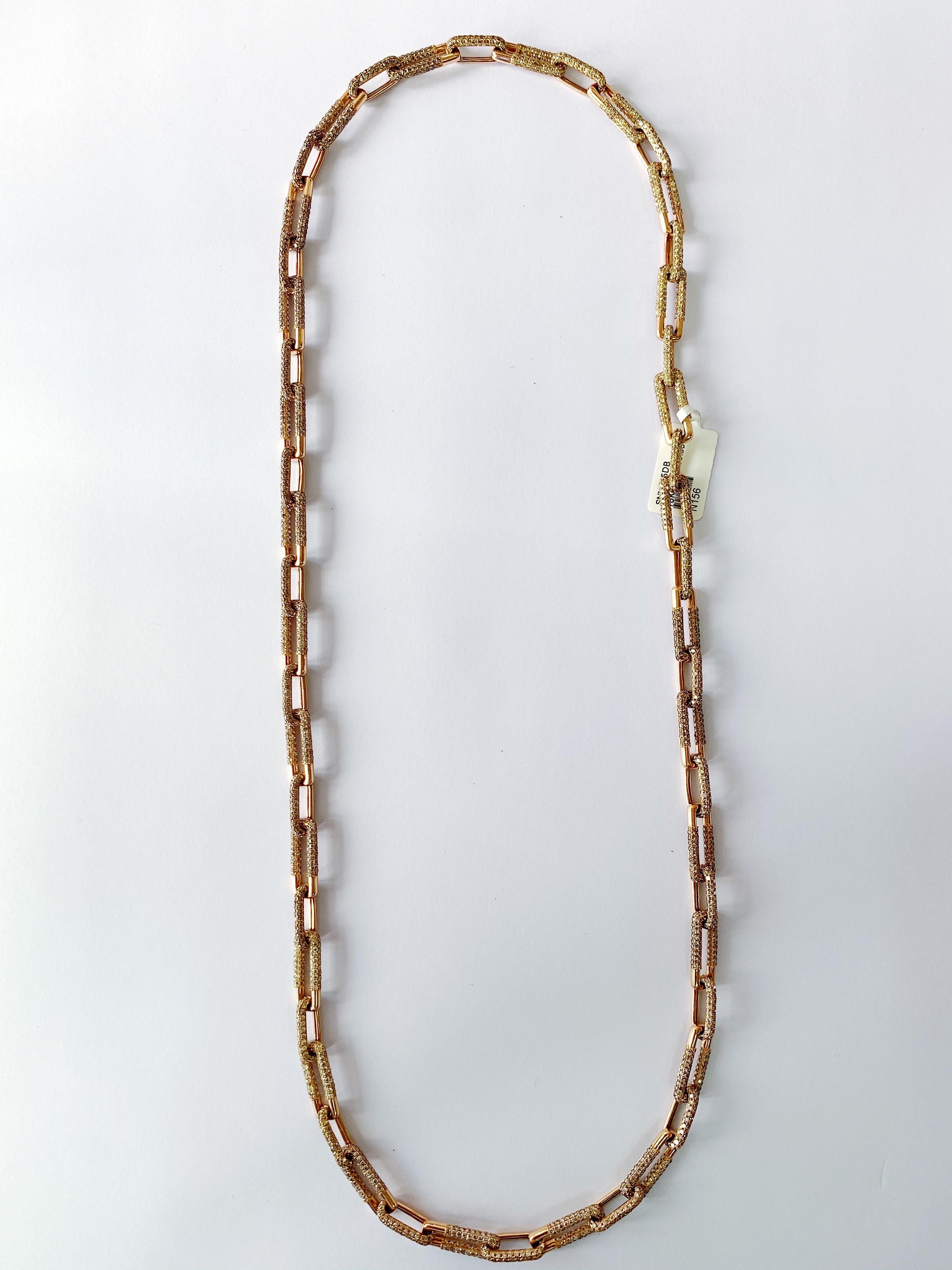 Modern Links Chain in 18 Karat Rose Gold with Natural Fancy Color Diamonds For Sale 1