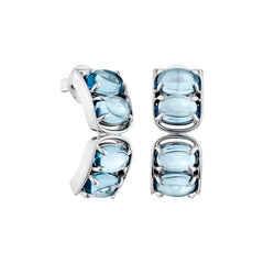 Sunita Nahata Swiss Blue Topaz 4.68 ct. Drop Earrings in 14KWG with Diamond.