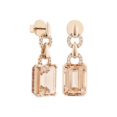 Sunita Nahata Morganite & Sapphire 14.12 ct. Drop Earring in 18KRG with Diamond.
