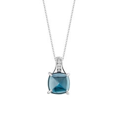 Sunita Nahata Blue Topaz 5.89ct. Pendant in 14Karat White Gold with Diamond.