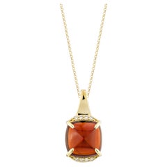 Sunita Nahata Garnet 5.67ct. Pendant in 14Karat Yellow Gold with Diamond.