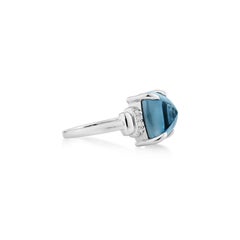 Sunita Nahata Blue Topaz 7.40ct. Fancy Ring in 14KWG with Diamond.