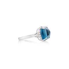 Sunita Nahata Blue Topaz 7.71ct. Fancy Ring in 14KWG with Diamond.
