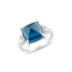 Sunita Nahata Blue Topaz 7.65ct. Fancy Ring in 14KWG with Diamond.