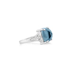 Sunita Nahata Blue Topaz 7.60ct. Fancy Ring in 14KWG with Diamond.