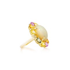 Sunita Nahata Opal 6.00ct. & Mix Sapphire Cocktail Ring in 18KYG with Diamond.