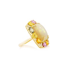 Sunita Nahata Opal 6.54ct. & Mix Sapphire Cocktail Ring in 18KYG with Diamond.