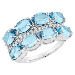 Sunita Nahata Blue Topaz 4.56ct. Fancy Ring in 14KWG with Diamond.