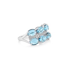 Sunita Nahata Blue Topaz 4.56ct. Fancy Ring in 14KWG with Diamond.