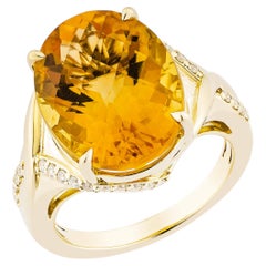Sunita Nahata Citrine 8.93ct. Fancy Ring in 14KYG with Diamond.
