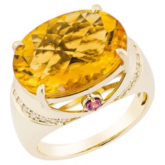 Sunita Nahata Citrine 7.67ct. & Rhodolite Fancy Ring in 14KYG with Diamond.