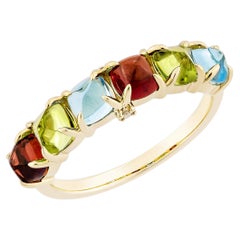 Sunita Nahata Garnet, Peridot & Blue Topaz 2.61ct. Ring in 14KYG with Diamond.
