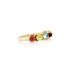 Sunita Nahata Garnet, Peridot & Blue Topaz 2.61ct. Ring in 14KYG with Diamond.