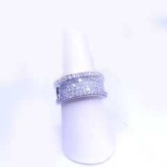 Custom Made 14k White Gold Men's Square Ring with Diamonds