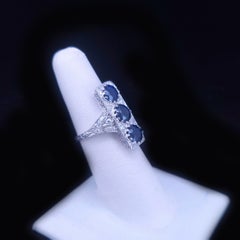 Custom Made Ring in Platinum with Sapphire & Diamonds