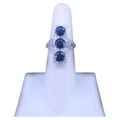 Custom Made Ring in Platinum with Sapphire & Diamonds