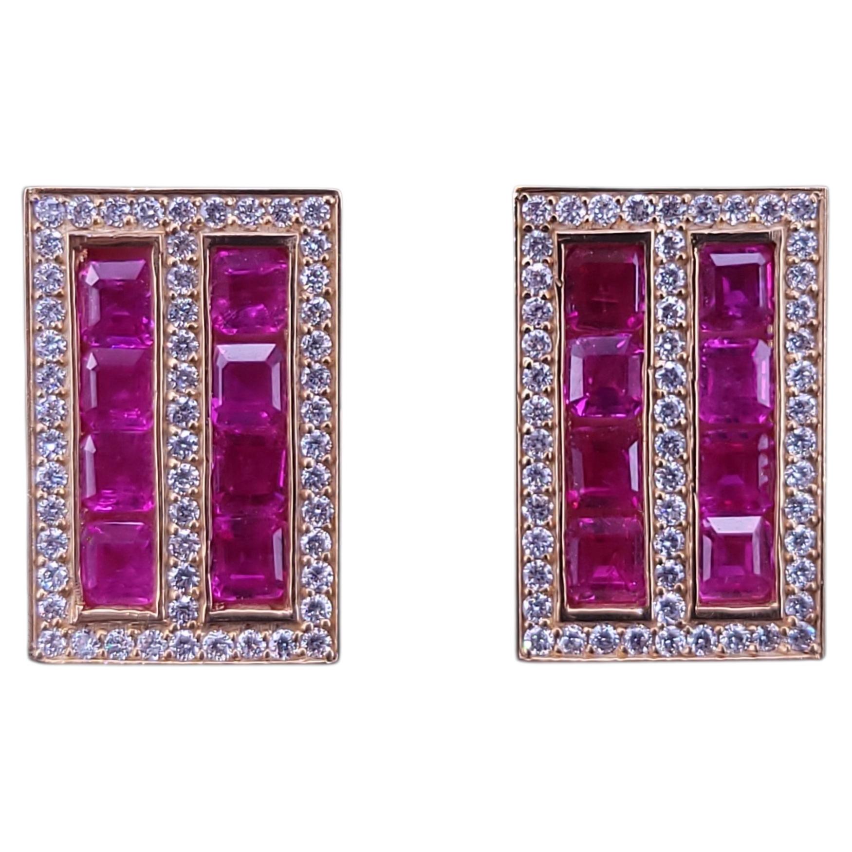 Boutons de manchette en or 14 carats avec diamants en rubis