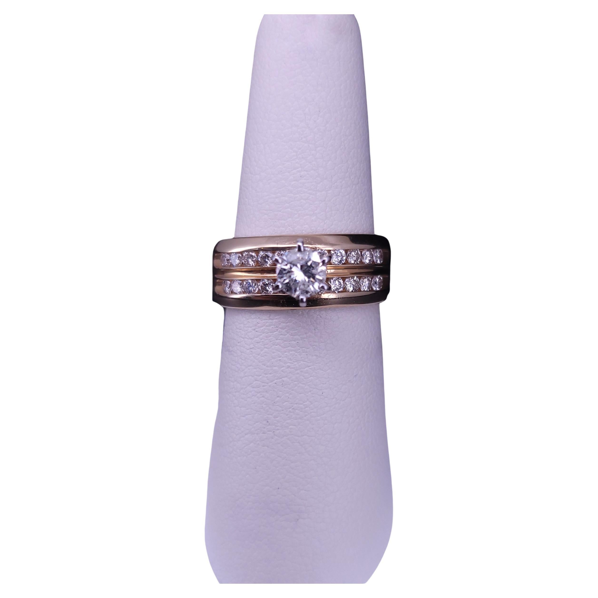 Bandring aus 14 Karat Gelbgold mit Diamanten im Angebot