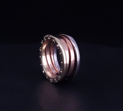 BVLGARI B Zero1 Tricolor 18-Karat-Gold-Ring mit drei Bändern, Ringgröße: 7,5