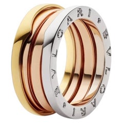 BVLGARI B Zero1 Tricolor 18-Karat-Gold-Ring mit drei Bändern, Ringgröße: 7,5