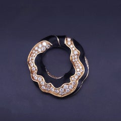 David Webb, orecchini a clip in oro giallo 18 carati e smalto nero con diamanti