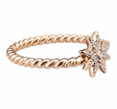Petite Starburst Station Ring 18K Yellow Gold with Diamonds