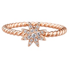 Petite Starburst Station Ring 18K Yellow Gold with Diamonds