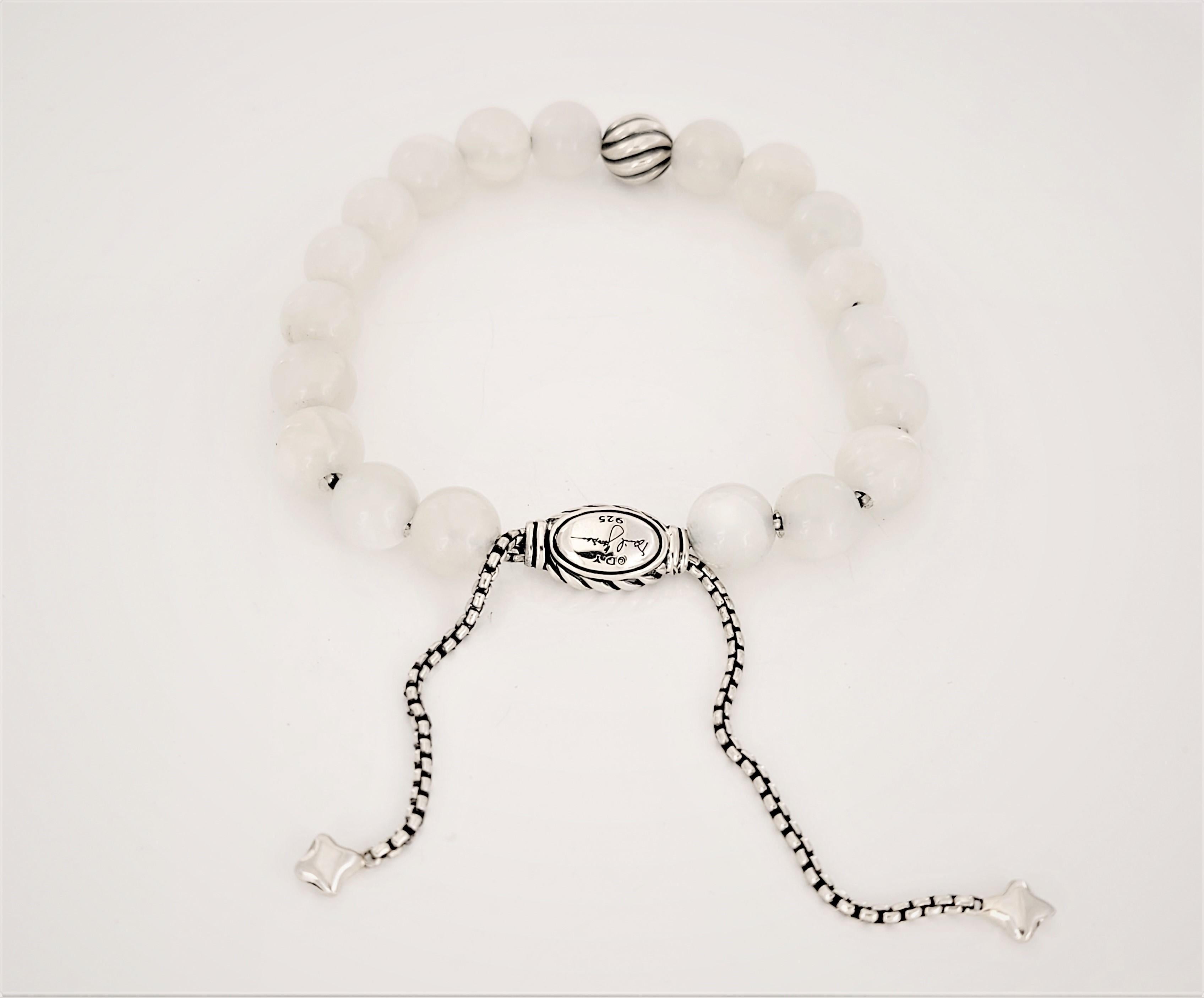 David Yurman  Spirituelles Sterling Silber  weißes Perlenarmband 8mm Damen im Angebot