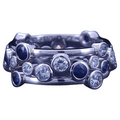 Tiffany & Co. Sapphire Diamond Platinum Bubbles Ring Size 8
