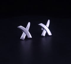 Tiffany & Co. Sterling Silver Kiss Cross Women's Earrings 925