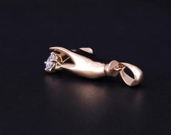 Luxury 14K White/Yellow Gold Women's Hand Diamond Pendant