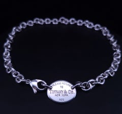 Return to Tiffany Oval Tag Chain Link Choker in Silver