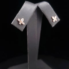 Tiffany & Co. Fleur-De-Lis Diamond 18k Rose Gold Stud Earrings