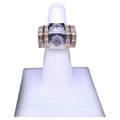 Custom Made Art Deco Inspired 18K Gold Diamond Geometric Ring