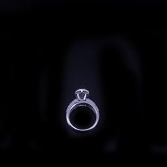 Custom Made 18K White Gold Round Brilliant Diamond Halo Ring