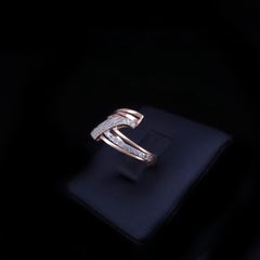 USSR Soviet Modernist 14K Rose Gold Diamond Crossover Ring
