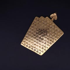 Maßgefertigter Spielkarten-Anhänger mit Diamanten aus 14-karätigem Gelbgold