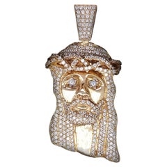 Custom Made Jesus Pendant with Diamonds in 14K Yellow Gold