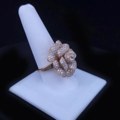 Diamond Floral Cluster Statement Ring with Diamonds & Topaz in 14K Yellow Gold
