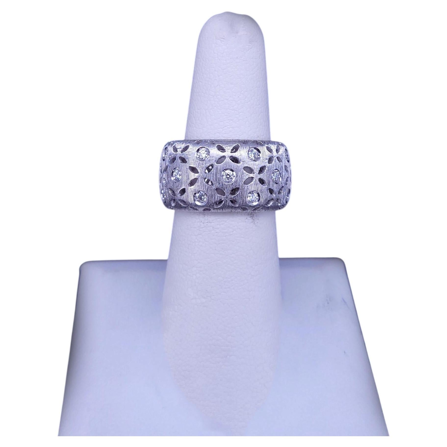 Pre-owned Roberto Coin 18k White Gold Granada Diamond Cutout Ring