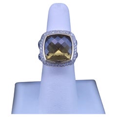 David Yurman Albion Sterling Silver & 18K Yellow Gold Peridot and Diamond Ring