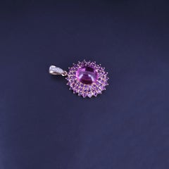 Custom Made Pink Spinel & Amethyst Pendant in 14K Yellow Gold