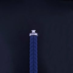 Braccialetto Chevron in gomma blu con argento sterling, 9,6 mm