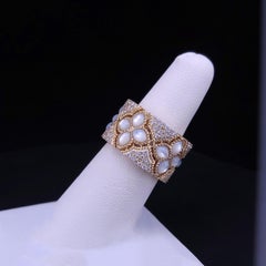 Anello largo di grande effetto Roberto Coin in oro 18 carati con diamanti e madreperla