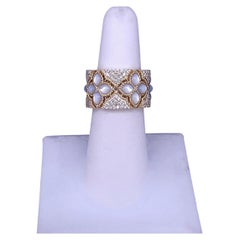 Anello largo di grande effetto Roberto Coin in oro 18 carati con diamanti e madreperla