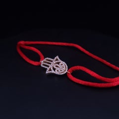 Pulsera de cordón Hamza en oro amarillo de 14K con diamantes